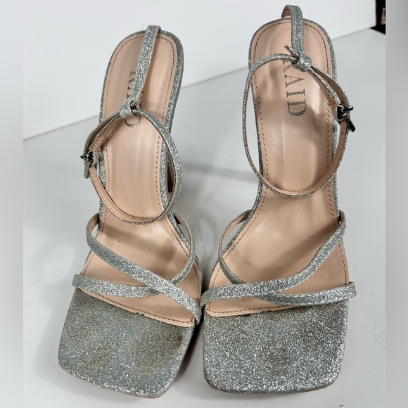 Silver sparkly strappy heels, 36/Size 6, ankle straps, Party Cocktail Wedding - Picture 3 of 8